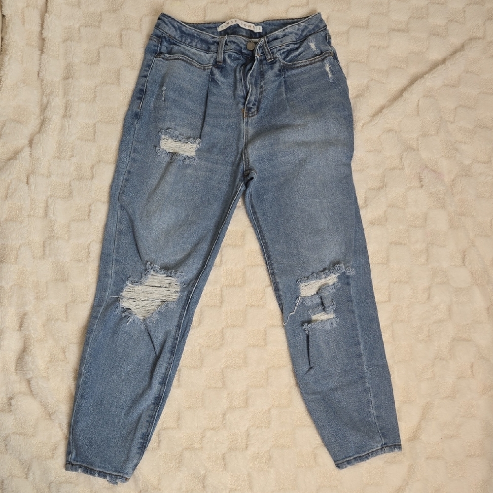 Tinseltown Blue Distressed Boyfriend Jeans